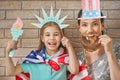 Patriotic holiday. Happy family Royalty Free Stock Photo