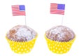 Patriotic holiday 4th of july: cupcakes with American flag. Royalty Free Stock Photo