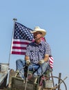 Patriotic image of cowboy.