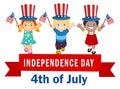 Patriotic kids with American flag Royalty Free Stock Photo