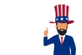 Patriotic man. Isolated Character for the feast of President`s Day and Independence Day in USA. Royalty Free Stock Photo