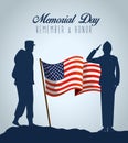 patriotic militaries with usa flag to memorial day Royalty Free Stock Photo