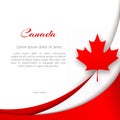 Patriotic poster with the theme Canada flag Wavy red lines and a maple leaf on a white background National patriotic symbol