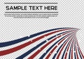 Patriotic Red and Blue Flag radial abstract line borer with sparkling stars vector background. Royalty Free Stock Photo