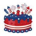 Patriotic Red White And Blue Cake With Fireworks Royalty Free Stock Photo
