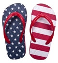 Patriotic Red White and Blue Flip Flop Sandals Royalty Free Stock Photo