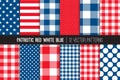 Patriotic Red White Blue Seamless Vector Patterns. Royalty Free Stock Photo