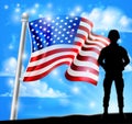 Patriotic Soldier American Flag Background Concept