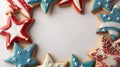 Patriotic Star-Shaped Cookies on White Background for Independence Day Royalty Free Stock Photo