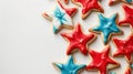 Patriotic Star-Shaped Sugar Cookies on White Background Royalty Free Stock Photo