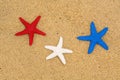 Patriotic starfish on beach Royalty Free Stock Photo