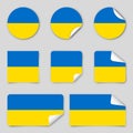 Patriotic stickers of Ukraine. National ukrainian flag. Flag of Ukraine