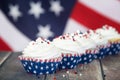 Patriotic 4th of July or Memorial Day celebration cupcakes Royalty Free Stock Photo