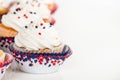 Patriotic 4th of July or Memorial Day celebration cupcakes Royalty Free Stock Photo