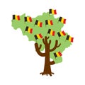 Patriotic tree Belgium map. Belgian flag. National political Plant. Vector illustration
