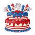 Patriotic Two Layered Cake with Fireworks Royalty Free Stock Photo