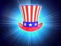 Patriotic Uncle Sam Hat 4th of July on blue light background