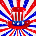 Patriotic Uncle Sam hat for 4th of July public holiday card greetings in vector format.