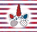 Patriotic Unicorn background. 4th of July. Stock illustration.