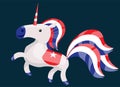 Patriotic unicorn July 4 th illustration