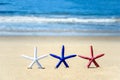 Patriotic USA background on the sandy beach Royalty Free Stock Photo