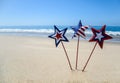 Patriotic USA background on the sandy beach Royalty Free Stock Photo