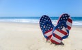 Patriotic USA background on the sandy beach