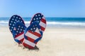 Patriotic USA background on the sandy beach Royalty Free Stock Photo