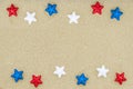 Patriotic USA background on the sandy beach Royalty Free Stock Photo