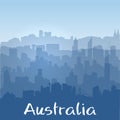 Vector background with biggest Australian cities silhouettes