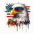 Patriotism Takes Flight: Eagle Head and American Flag Merge, Isolated on White background - Generative AI