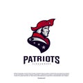 Patriots Logo Design Vector. Head Patriots Logo Design Template. Patriots Shield logo Concept Royalty Free Stock Photo