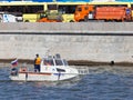 A patrol boat on the Moscow River Royalty Free Stock Photo