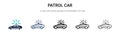 Patrol car icon in filled, thin line, outline and stroke style. Vector illustration of two colored and black patrol car vector Royalty Free Stock Photo