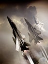 Patrol of fighters f15 flying high Royalty Free Stock Photo