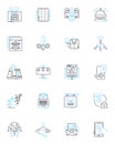 Patron service linear icons set. Assistance, Support, Helpdesk, Courtesy, Care, Hospitality, Response line vector and