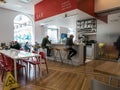 Patrons relax at bar in sunny basement of Art Institute of Chicago Royalty Free Stock Photo