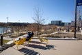 Patrons relaxing in the Heartland of America Park Omaha Nebraska USA