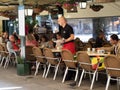 Outdoor cafe in Plaza Bib Rambla-2 Granada, Andalusia, Spain, Espana