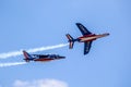Patrouille de France flying aerobatic demonstration team performing at the Paris Air Show. France - June 23, 2017