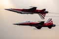 Patrouille Suisse aerobatic team Northrop F-5E Tiger II fighter jets airshow performing. Belgium. September 10, 2021 Royalty Free Stock Photo