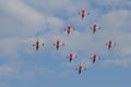 Patrouille Suisse Airshow above ZÃÂ¼richs Sky with Swiss Army airplaine PC-7 Pilatus Porter