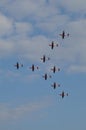 Patrouille Suisse Airshow above ZÃÂ¼richs Sky with Swiss Army airplaine PC-7 Pilatus Porter