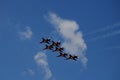 Patrouille Suisse airshow. Concept of teamwork at high speed