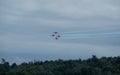 Patrouille Suisse over woodland of Habsburg near Brugg 2019 Royalty Free Stock Photo