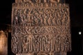 Pattadakal temple architecture pillar with sculptures , an archaeological site at Hampi, Karnataka Royalty Free Stock Photo