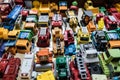 PATTATA THAILAND OCTOBER 4 : Many small toy cars colorful lined up on the beautiful glass on October 4, 2015. at Pattaya Chonburi Royalty Free Stock Photo