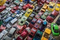 PATTATA THAILAND OCTOBER 4 : Many small toy cars colorful lined up on the beautiful glass on October 4, 2015. at Pattaya Chonburi Royalty Free Stock Photo