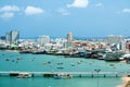 Pattaya city and pier port and parking at Bali hai pier Royalty Free Stock Photo