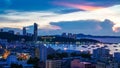 View of Pattaya city sign on the mountain, Pattaya Thailand. It is a popular tourist destination.Panorama Shot Over Headland And